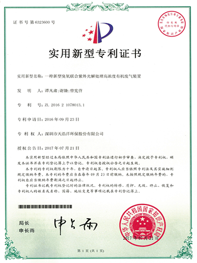 新型臭氧聯(lián)合紫外光解處理高濃度有機廢氣裝置實用新型專利